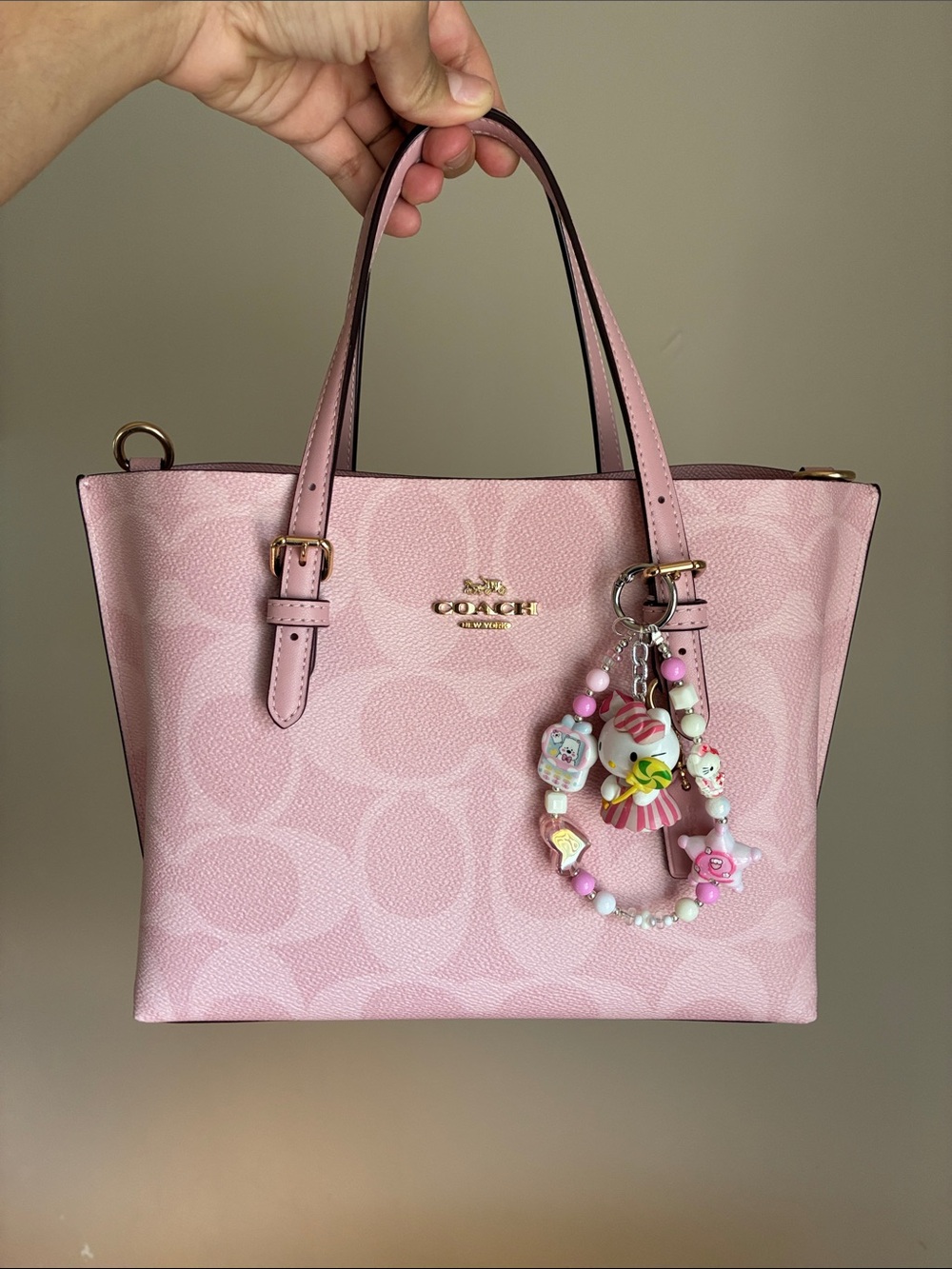 Hello Kitty Pink Candy Charm Beaded Keychain Phone Charm